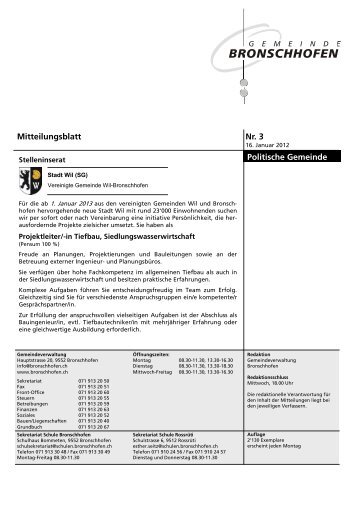 Mitteilungsblatt Nr. 3 vom 16. Januar 2012 (pdf - Gemeinde ...