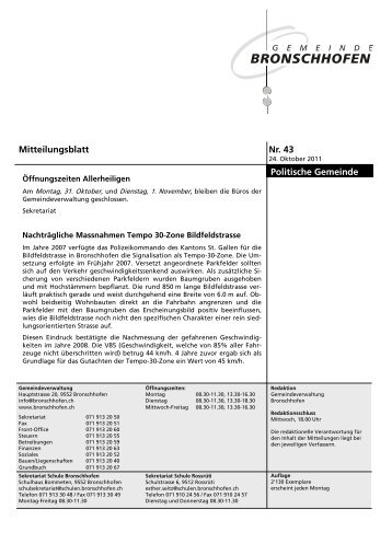 Mitteilungsblatt Nr. 43 vom 24. Oktober 2011 (pdf - Gemeinde ...