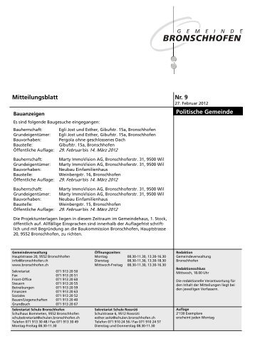 Mitteilungsblatt Nr. 9 vom 27. Februar 2012 (pdf - Gemeinde ...