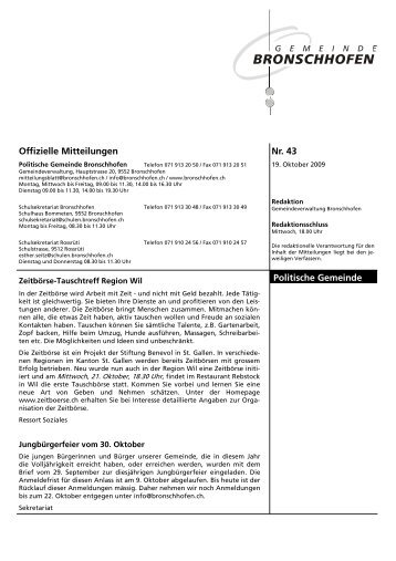 Mitteilungsblatt Nr. 43 vom 19. Oktober 2009 (pdf - Gemeinde ...