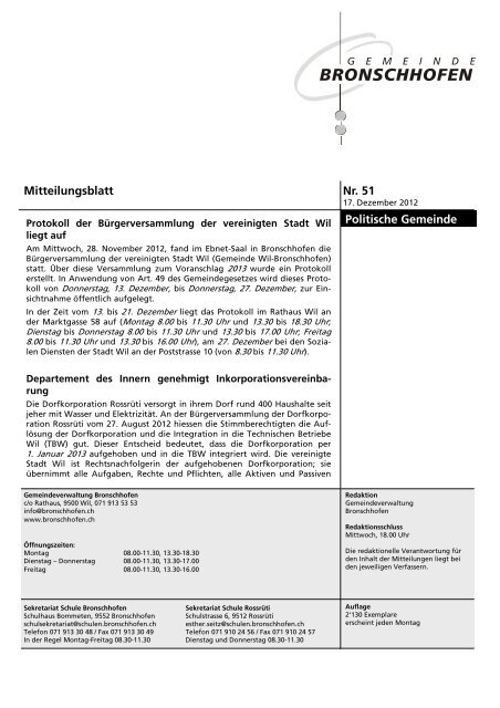 Mitteilungsblatt Nr. 51 vom 17. Dezember 2012 (pdf - Gemeinde ...