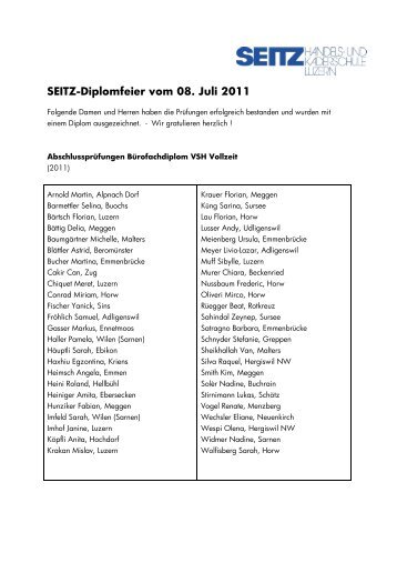 SEITZ-Diplomfeier vom 08. Juli 2011