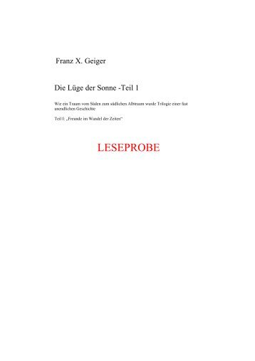 Franz X. Geiger – Die Lüge der Sonne – Teil