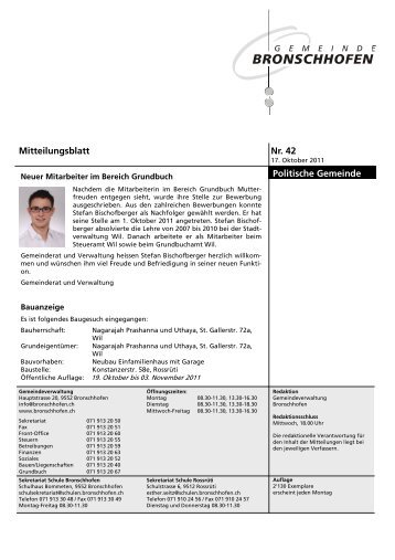 Mitteilungsblatt Nr. 42 vom 17. Oktober 2011 (pdf - Gemeinde ...