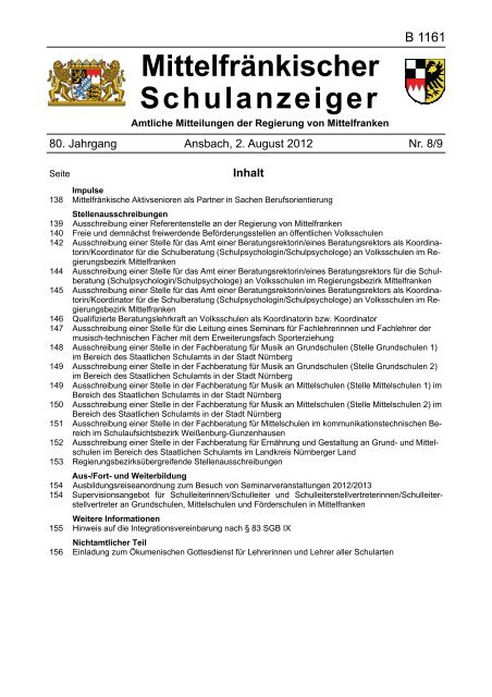 Mittelfränkischer Schulanzeiger - Regierung von Mittelfranken ...