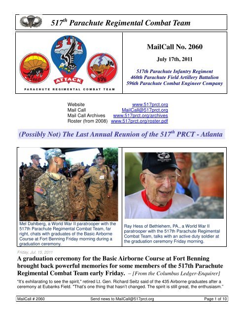 517th Parachute Infantry Home Page