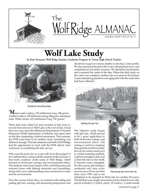 Wolf Ridge ALMANAC - Wolf Ridge Environmental Learning Center