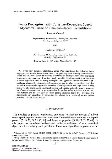 Fronts Propagating with Curvature- Dependent Speed: Algorithms ...