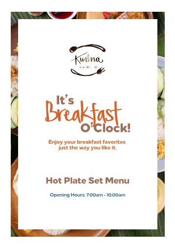 Kusina Breakfast Menu