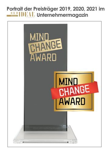 Mind Change Award 2019 2020 mit Sabine Oberhardt als Sonderaufmachung im Orhideal Magazin