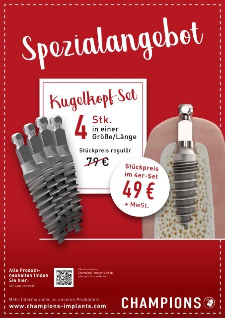 Champions Kugelkopf-Set – 4 Implantate zum Sonderpreis