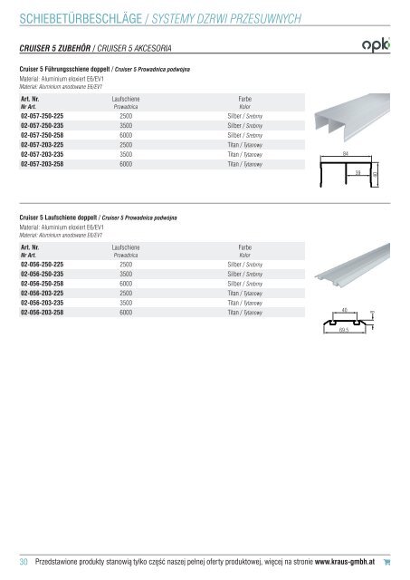 Kraus / OPK Schiebetürbeschläge polnisch 2020