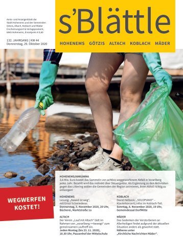 s'Blättle Nr. 44 - Do, 29. Oktober 2020