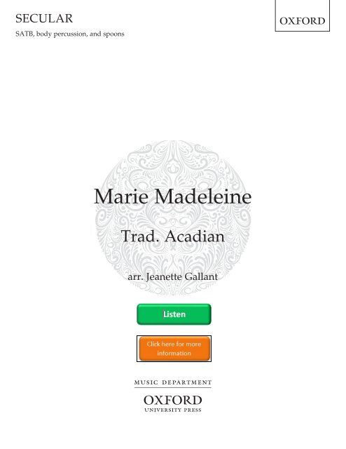 Jeanette Gallant - Marie Madeleine SATB