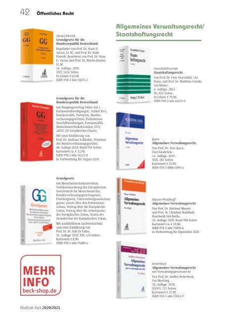 Studium Jura 2020/2021