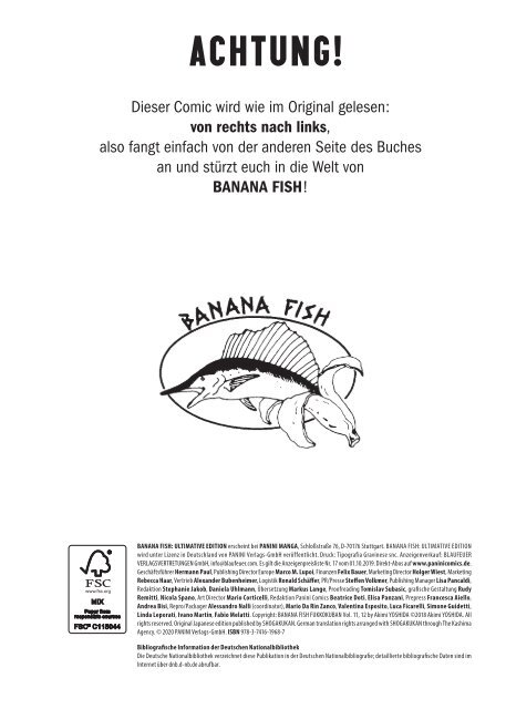 Banana Fish Ultimative Edition Band 6 Leseprobe Banana Fish Ultimative Edition Band 6 Leseprobe