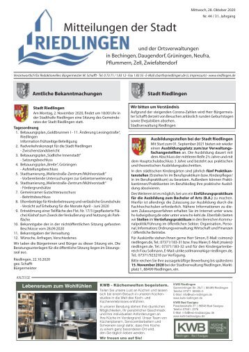 Amtliches Mitteilungsblatt Riedlingen 28.10.2020