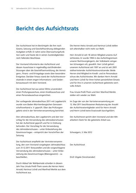 Gemeinsam stark - VBU Volksbank im Unterland eG