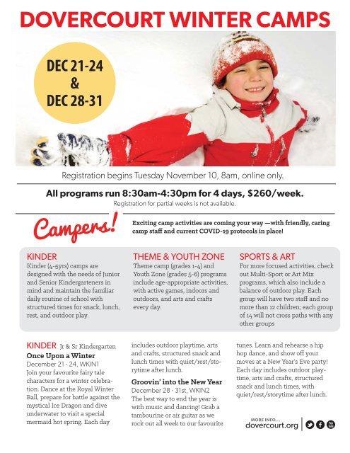 Dovercourt Winter Holiday camps 2020