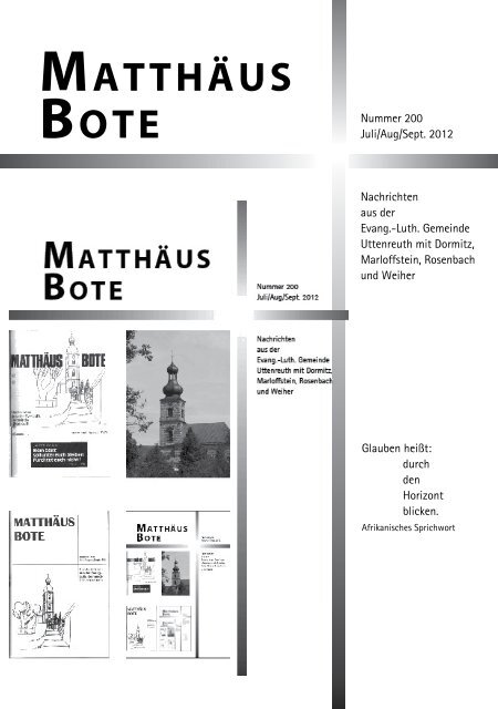 matthäus bote - Evangelisch-Lutherische Kirchengemeinde Uttenreuth