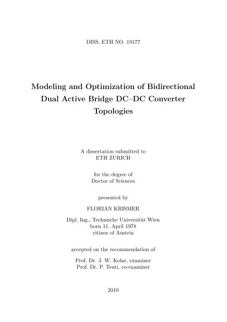 Modeling and Optimization of Bidirectional Dual Active Bridge DC ...