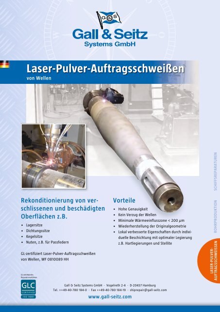 Laser-Pulver-Auftragsschweißen - Gall &amp; Seitz Systems GmbH