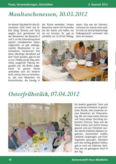 6. Ausgabe, 2. Quartal 2012 - Seniorenstift am Park