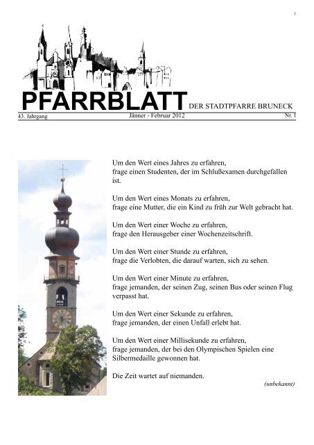 PFARRBLATTDer StaDtpfarre Bruneck um den ... - Pfarrei Bruneck