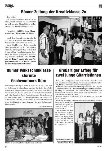 11807 Rum-Journal 3/03 - Marktgemeinde Rum - Land Tirol