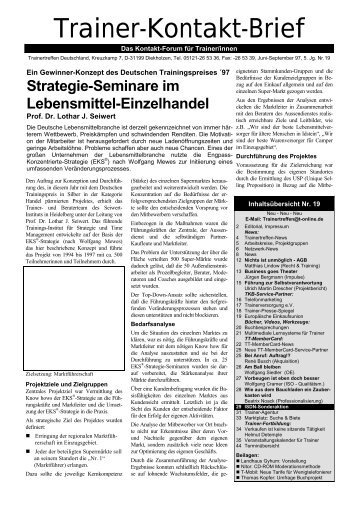 Strategie-Seminare im Lebensmittel-Einzelhandel - Trainertreffen ...