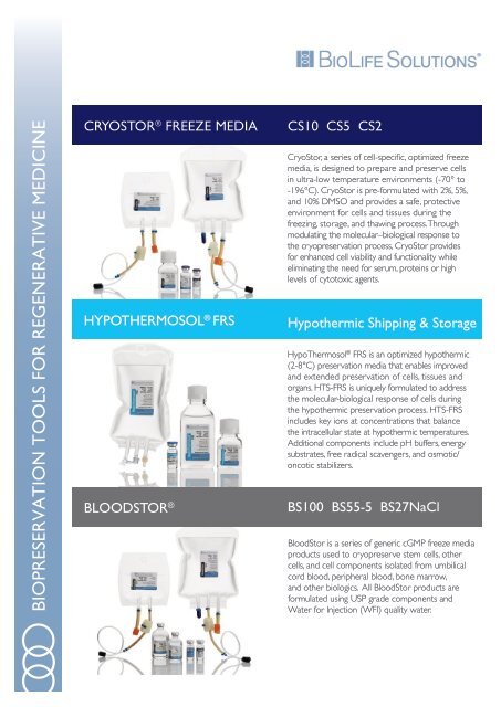 Biopreservation BioLife Solutions