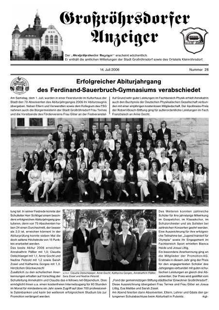 Erfolgreicher Abiturjahrgang des Ferdinand-Sauerbruch ... - Stadtmax