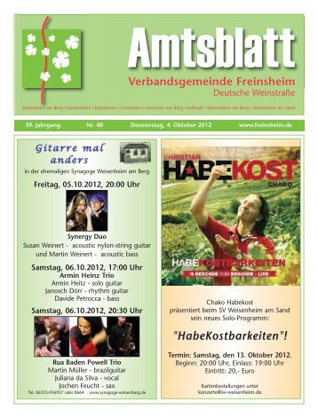 "HabeKostbarkeiten"! - Verbandsgemeinde Freinsheim