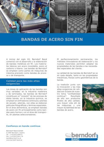 BANDAS DE ACERO SIN FIN - Berndorf Band Gmbh & Co.