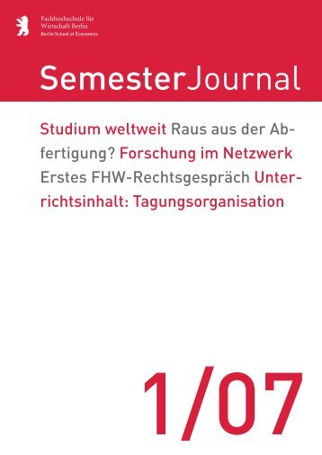 SemesterJournal 1/07 - MBA Programme der HWR Berlin