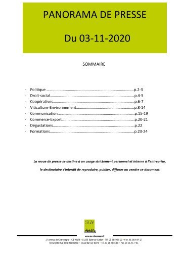 Panorama de presse quotidien du 03-11-2020