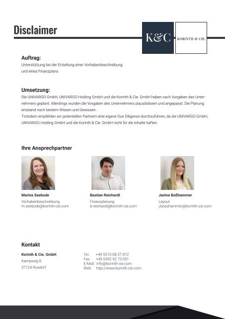 Korinth & Cie. Muster Businessplan Meine Traumküche