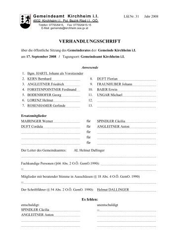 VERHANDLUNGSSCHRIFT - Gemeinde Kirchheim im Innkreis