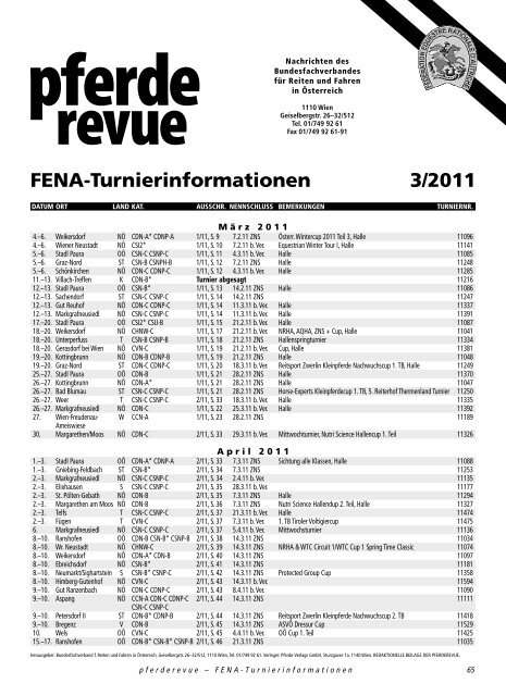 FENA-Turnierinformationen 3/2011 - OEPS