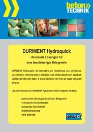 DURIMENT Hydroquick Universale Lösungen für ... - Betontechnik