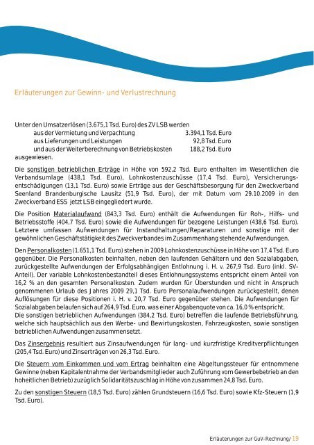 Geschäftsbericht 2009 - Zweckverband Lausitzer Seenland ...