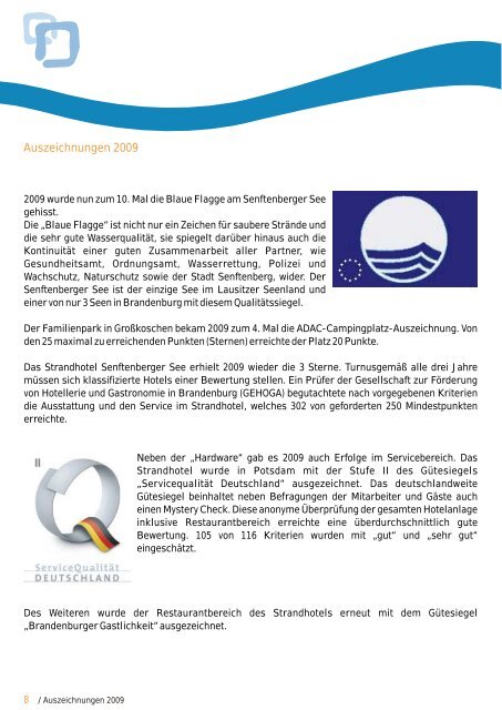 Geschäftsbericht 2009 - Zweckverband Lausitzer Seenland ...