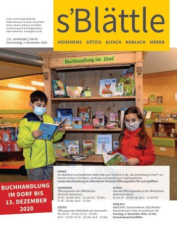 s'Blättle Nr. 45 - Do, 5. November 2020
