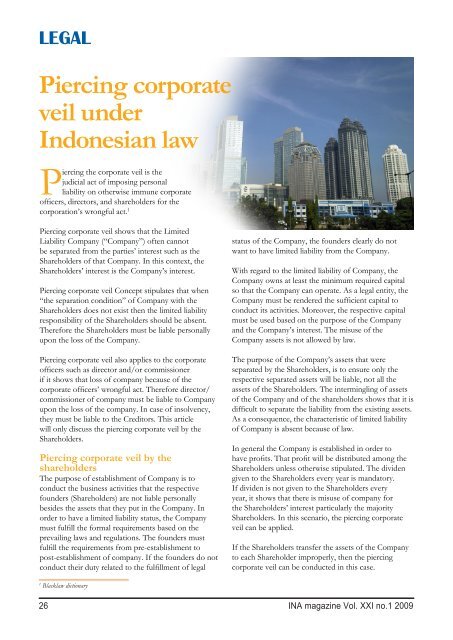 Piercing corporate veil under Indonesian law