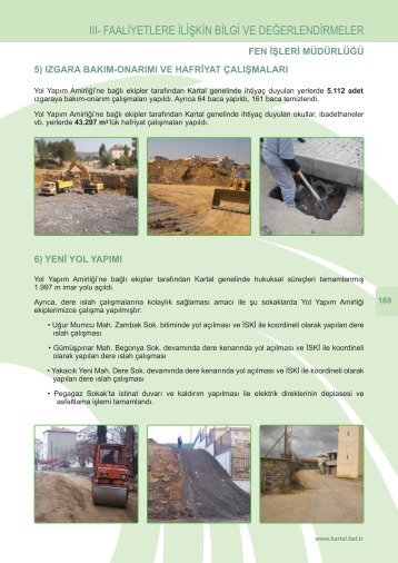 faaliyetlere ilişkin bilgi ve değerlendirmeler - Kartal Belediyesi