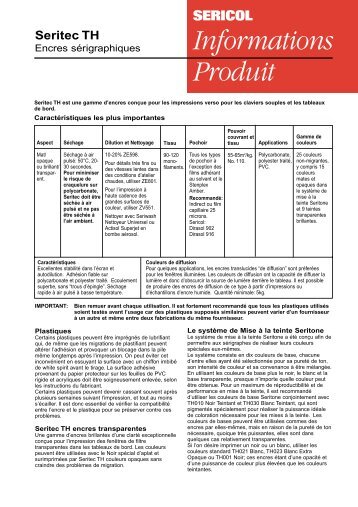 SERICOL Informations Produit Seritec TH