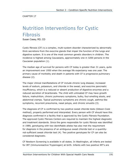 Nutrition Interventions for Children with Special Health Care Needs