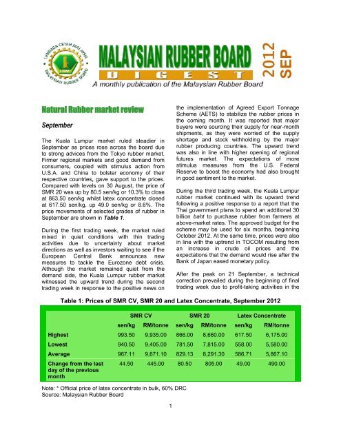 2012 SEP - LGM - Malaysian Rubber Board