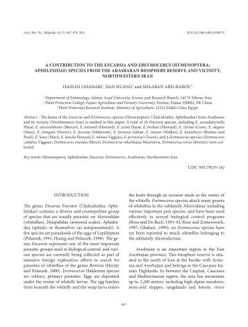 A contribution to the Encarsia and Eretmocerus (Hymenoptera ...