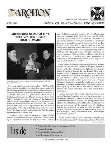 June 2000 layout - Order of Saint Andrew, Archons of the ...